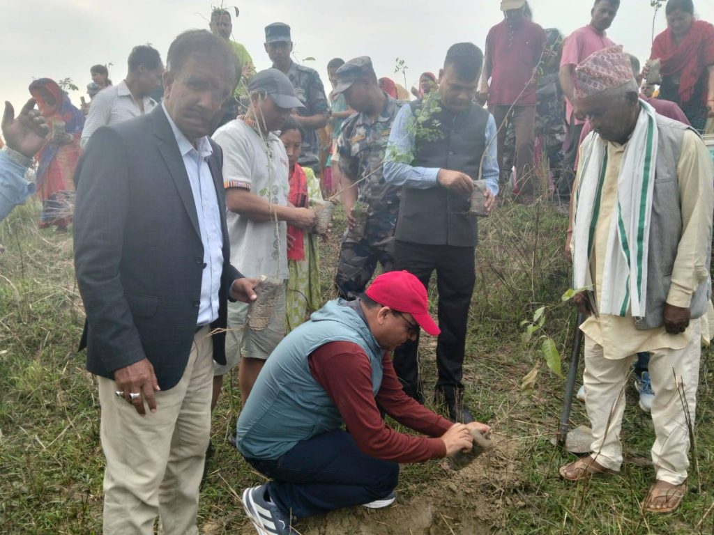 रौतहटमा सुरक्षाकर्मी प्रमुखहरुद्धारा बृक्षरोपण