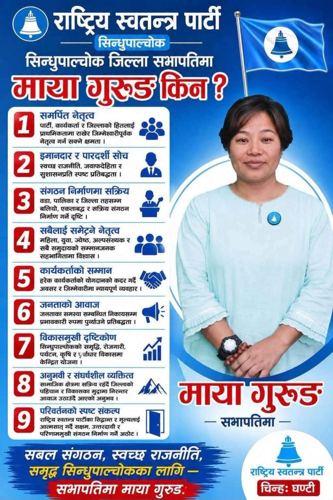 सिन्धु रास्वपा सभापतीमा माँया गुरुङ
